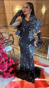 The Midnight Petal Gown