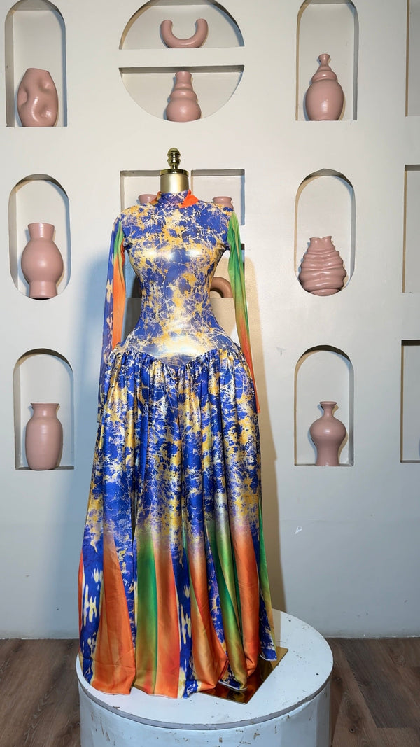 galaxy mesh dress Galaxy Embroidery Backless Mesh Dress
