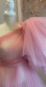 Sheer Tulle One Shoulder Robe
